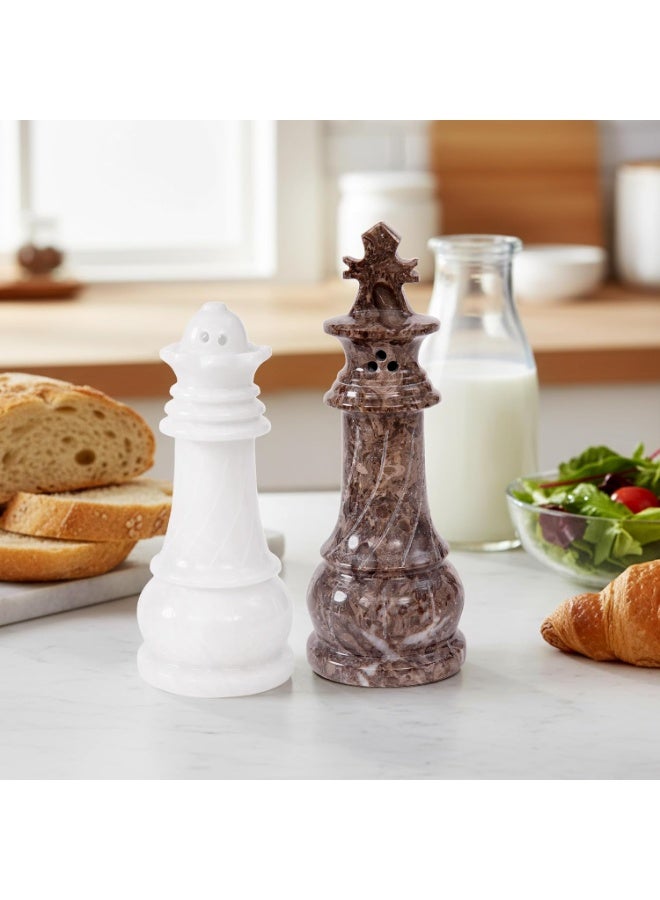 RADICALn Marble Salt and Pepper Shaker Set, Oceanic & White Modern Handmade Marble Spice Containers & Salt Cellar, Decorative Kitchen & Dining Table Accessories Gift Option - Image 2